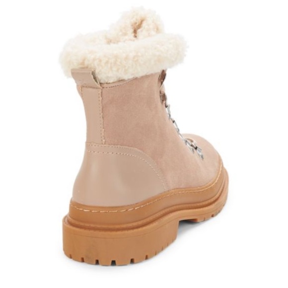 New Splendid Yvonne Suede Combat Boots Lace Up Moto Boot Lug Sole Pink Size 7 - Picture 15 of 17